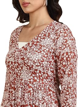 Buy DEEBACO Women's Fit and Flare Flower/Floral Printed Midi Dress